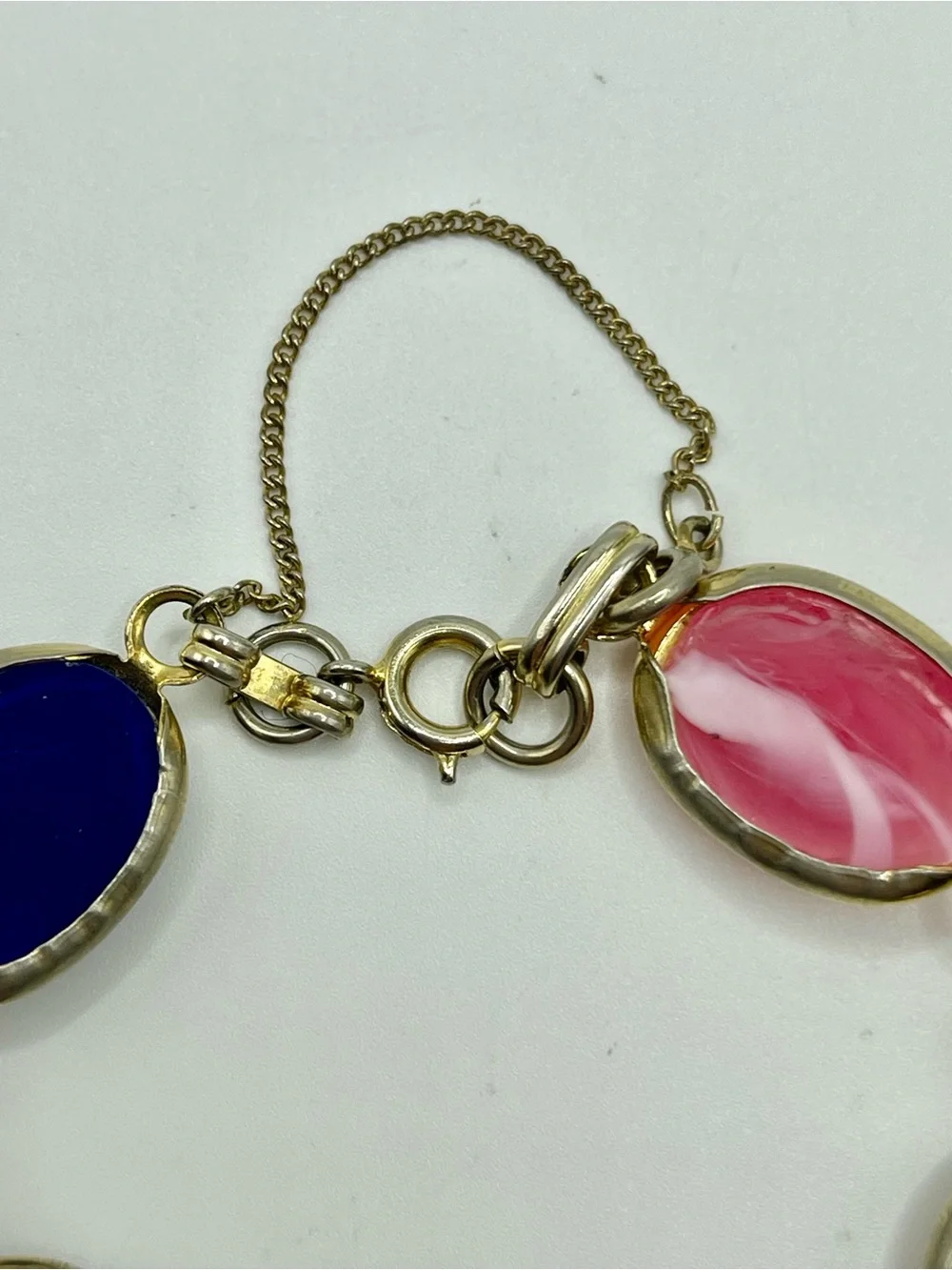 Multi-Color Scarab Link Bracelet - Gold Tone Accent Acrylic Plastic